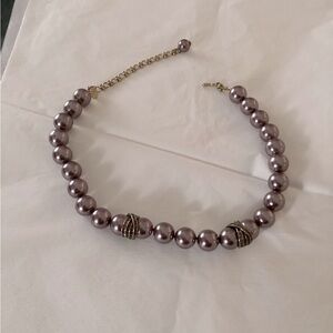 Heidi Daus Purple and Gold Beaded pearl Necklace with Ornate Accents